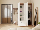 4 Kapaklı 2 Çekmeceli Gardırop MarbellaKiraz/Beyaz Renk - 3