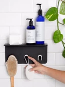 Modern Paslanmaz Metal Duş Rafı, Duş Düzenleyici, Banyo Rafı, Bayno Şampuanlık Siyah - 7