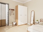 4 Kapaklı 2 Çekmeceli Gardırop MarbellaKiraz/Beyaz Renk - 2
