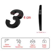 Yapışkanlı Kapı Numarası Küçük Boy 50 mm 5 cm Numara 3 Rakam Üç Sayısı Siyah Renk Numaralar 1 Adet - 3