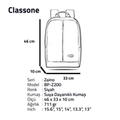 Classone Z Serisi 15.6" Notebook Sırt Çantası Siyah (Z200) - 10