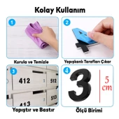 Yapışkanlı Kapı Numarası Küçük Boy 50 mm 5 cm Numara 3 Rakam Üç Sayısı Siyah Renk Numaralar 1 Adet - 2