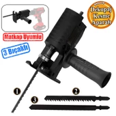 Matkap Uyumlu Dekupaj Kesme Aparatı Testere Ahşap Alüminyum Metal Tahta Plastik Kesim 3 Bıçaklı thumbnail 1
