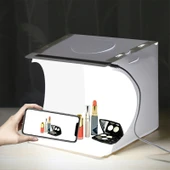 Monozone Mini Fotoğraf Stüdyosu Çadır Kiti Led Işıklı 40x40 Cm Taşıma Çantalı Ürün Fotoğraf Çekim Çadırı Pratik Katlanabilir Aydınlatma Çadırı - 2