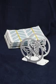 Kelebek Desenli Metal Peçetelik, Dekoratif Peçetelik, Metal Peçetelik, Kelebek Peçetelik Beyaz - 2