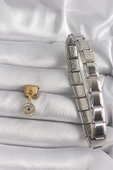 316L Çelik Gold Renk Sallantı Zirkon Taşlı Göz Model Nomination Charm - 2