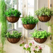 Çiçek Sepeti Duvar Saksısı Kapı Sepeti Coco Elyaf Makreme Saksı 25cm - 6