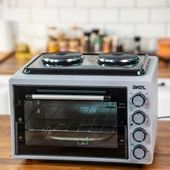 Akel Çift Ocaklı, Lambalı, Termostatlı, Çift Tepsili 38 Litre Midi Fırın Af382 - 1