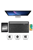 General Mobile E-Tab 4 10.1" Uyumlu Kablosuz Bluetooth Şarj Edilebilir Tablet Telefon Standlı Klavye - Gri - 2