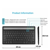 General Mobile E-Tab 4 10.1" Uyumlu Kablosuz Bluetooth Şarj Edilebilir Tablet Telefon Standlı Klavye - Gri - 6