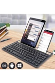 General Mobile E-Tab 4 10.1" Uyumlu Kablosuz Bluetooth Şarj Edilebilir Tablet Telefon Standlı Klavye - Gri - 10