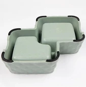 Bobo Bambu İkili Mama ve Su Kabı BO-3165  360ml+430ml Yeşil - 2