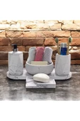 Göz Alıcı Mermer Esintili Beton Banyo Aksesuar Seti (5 Parça) - 3