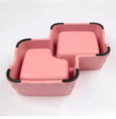 Bobo Bambu İkili Mama ve Su Kabı BO-3165  360ml+430ml Pembe thumbnail 3