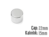 Neodyum Mıknatıs Silindir Çap 22mm , Kalınlık 15mm   ( 1 Adet) - 1