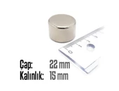 Neodyum Mıknatıs Silindir Çap 22mm , Kalınlık 15mm   ( 1 Adet) - 2