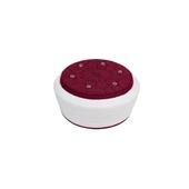 SARIKHANE Talebe Sarığı-Beyaz Kumaş-Bordo Takke-Düz Sarım-Kuş Gözlü-5 metre - 1
