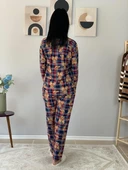 Kadın Teddy Bear Ayıcık Desenli Süet Düğmeli Pijama Takımı (Lacivert-Kırmızı) thumbnail 6