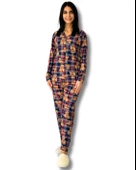 Kadın Teddy Bear Ayıcık Desenli Süet Düğmeli Pijama Takımı (Lacivert-Kırmızı) thumbnail 1