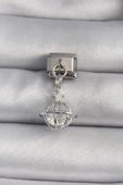 MuI MuI 316L Çelik Gümüş Renk Sallantı Zirkon Taşlı Küre Model Yıldız Detay Nomination Charm thumbnail 1