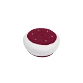 SARIKHANE Talebe Sarığı-Beyaz Kumaş-Bordo Takke-Çapraz Sarım-Kuş Gözlü-7 metre - 1
