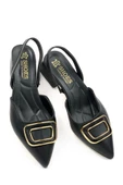 Kadın Karel Siyah Alçak Topuk Arkası Açık Kare Tokalı Sandalet Terlik  ( Outlet ) - 4