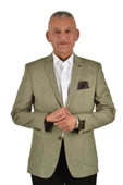 Presto Erkek Keten Torba Cep Slimfit Ceket Açık Yeşil 1577-700 - 1