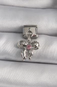 MuI MuI 316L Çelik Gümüş Renk Sallantı Zirkon Taşlı Fiyonk Model Nomination Charm - 1