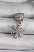 MuI MuI 316L Çelik Gümüş Renk Sallantı Zirkon Taşlı Kar Tanesi Model Nomination Charm thumbnail 1