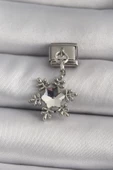 MuI MuI 316L Çelik Gümüş Renk Zirkon Taşlı Kar Tanesi Model Nomination Charm thumbnail 1