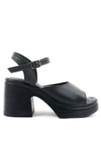 Ken Siyah Tek Bant Topuklu Ortopedik Taban Sandalet ( Outlet ) - 2
