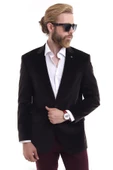Erkek Kadife Slimfit Ceket Kahve Kendinden Desenli ( Outlet ) - 3