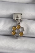 316L Çelik Gümüş Renk Sallantı Simli Bal Beteği Model Nomination Charm - TJ-BC1158 - 1