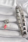 316L Çelik Gümüş Renk Sallantı Ejder Meyvesi Model Nomination Charm - TJ-BC1175 - 2