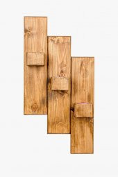 Dekoratif Duvar Süsü Doğal Ahşap Mumluk Hediyelik LED Işıklı Duvar Süsü D-4 - 3