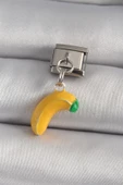 316L Çelik Gümüş Renk Sallantı Muz Model Nomination Charm - TJ-BC1167 - 1
