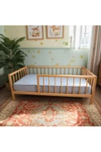 Pinoxi Masif Ahşap Naturel Karyola Çocuk Yatağı Ayaklı 90Cm x 190Cm Doğal Ahşap Natural thumbnail 1