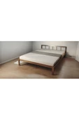 Pinoxi Masif Ahşap Başlıklı Karyola 140x200 Cm Ceviz Renk - 1