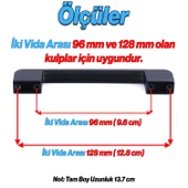 10 Adet Radus 128 mm - 12.8 cm Siyah Metal Mobilya Çekmece Mutfak Dolabı Dolap Kulpları Kulbu Kulpu thumbnail 3