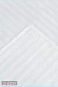 Çizgili Saten Lastiksiz Çarşaf %100 Pamuk Tek / Çift Kişilik 83tel - 1