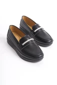 Kadın Önü Parlak Taş Detaylı Rahat Taban Günlük Ayakkabı Loafer - 4