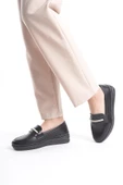 Kadın Önü Parlak Taş Detaylı Rahat Taban Günlük Ayakkabı Loafer - 3