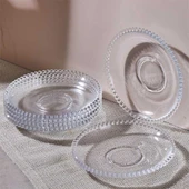 Porsima Girona 6'lı Cam Çay Tabağı Dayanıklı Cam Çay Tabağı 11,5cm Tabak Bardak Altı - 1