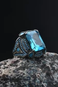 Gümüş Erkek Yüzük Aquamarine (AQUA MARİN) Taşlı 901387 - 1