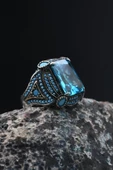 Gümüş Erkek Yüzük Aquamarine (AQUA MARİN) Taşlı 901387 - 2