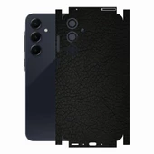 Samsung A35 ile Uyumlu Deri Desenli Siyah Arka Kaplama - 1