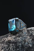 Gümüş Erkek Yüzük Aquamarine (AQUA MARİN) Taşlı 901387 - 4