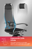 Samurai Ergonomik Koltuk | Bel Destekli, Tekerlekli, Krom Ayaklı, Siyah, Fileli Yönetici Koltuğu -5.2.1.49 - 2