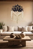 Veraart El Yapımı Lotus Çiçeği Makrome Duvar Süsü Tablo - 3