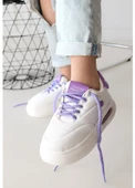 Chris Beyaz Cilt Lila Detaylı Bağcıklı Spor Ayakkabı - 3